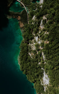 Drone view of amazing national park plitvice. beautiful water color