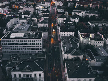 High angle view of buildings in city