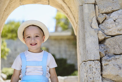 Portrait of boy wearing hat