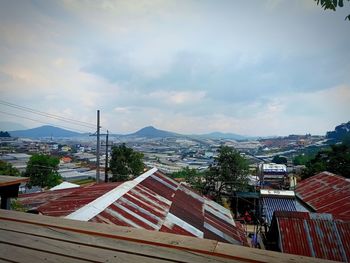 High angle view of townscape against sky