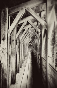 Narrow walkway along walls