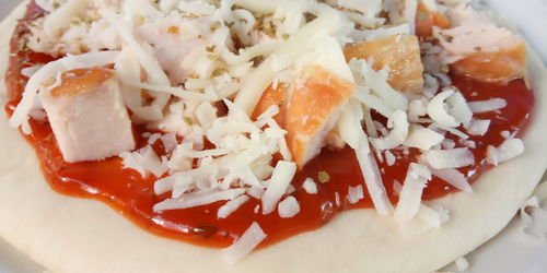 High angle view of chopped slices in plate