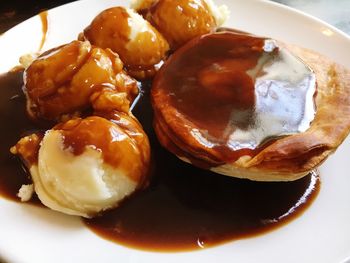 Close-up of served food in plate