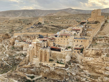 High angle view of buildings in city