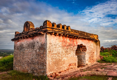 Ancient temple with mountain background at morning