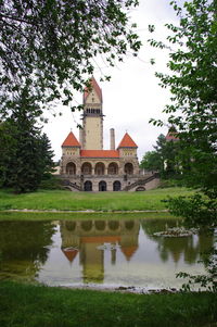 Reflection of building in water