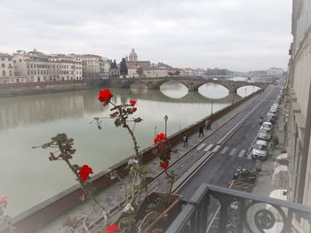 High angle view of bridge over river in city