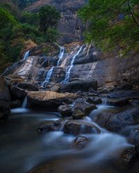 Stream flowing through rocks in forest