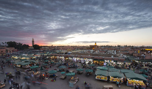 High angle view of crowd at market stall