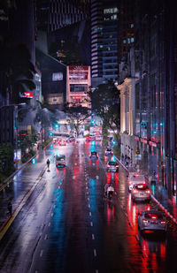 View of city street during rainy season
