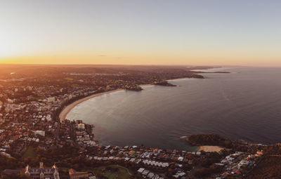 Drone evening view of the northern beaches, a suburb of sydney, new south wales, australia. 