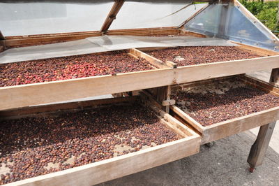 High angle view of food on floor