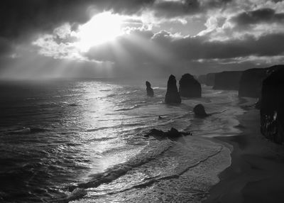 Scenic view of sea against cloudy sky