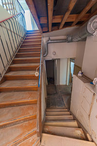 High angle view of staircase in building