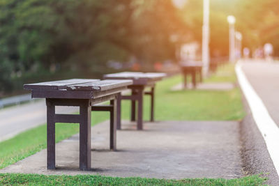 Empty bench in park