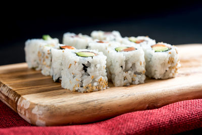 Close-up of sushi on table