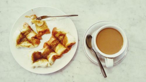 Close-up of breakfast on table