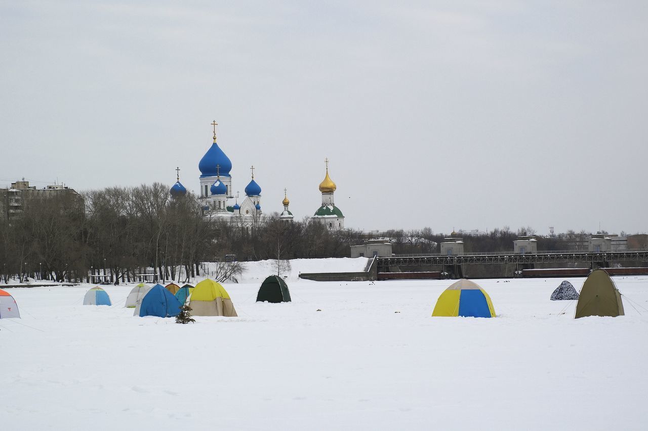 PANORAMIC VIEW OF CHURCH AGAINST CLEAR SKY