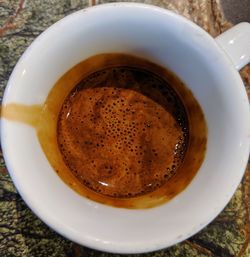 High angle view of coffee on table