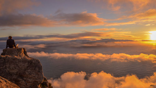 Scenic view of sea against sky during sunset