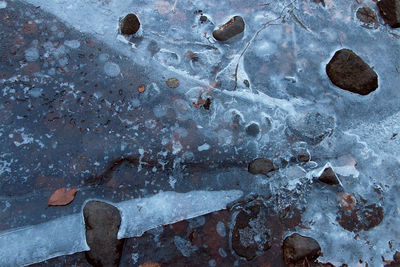 Close-up of frozen ice