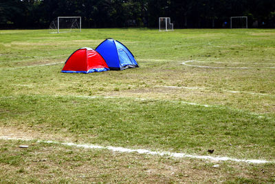 Tent in field