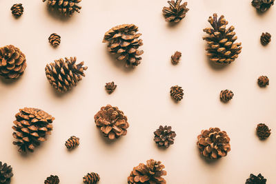 Directly above shot of christmas decorations on table