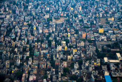 High angle view of buildings in city