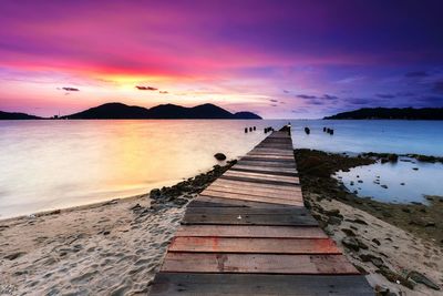 Scenic view of beach during sunset