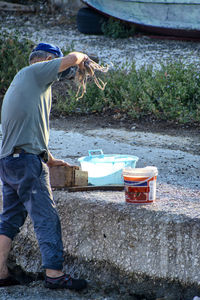 Man working in water