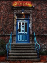 Closed door of building