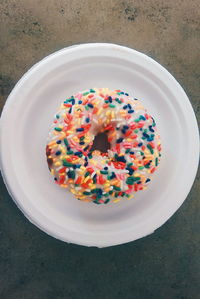 High angle view of cake on table