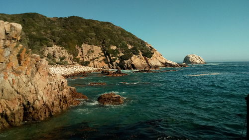 Scenic view of sea against clear sky