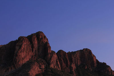 Low angle view of rock formation against blue sky