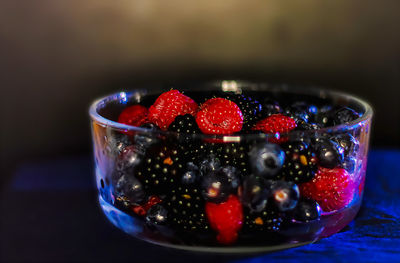 Close-up of strawberries in glass