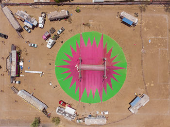 High angle view of clock at construction site