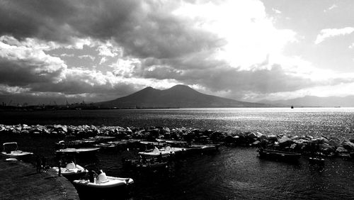 Scenic view of sea against cloudy sky