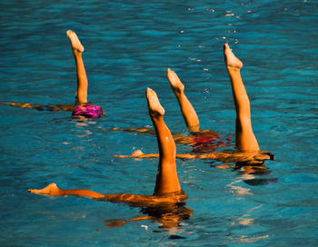 Low section of person swimming in pool