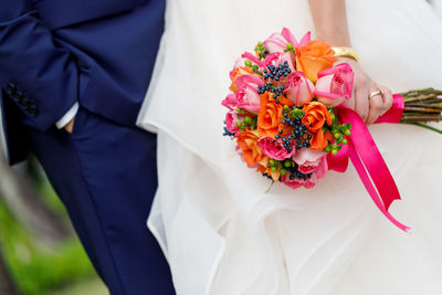 Midsection of couple during wedding