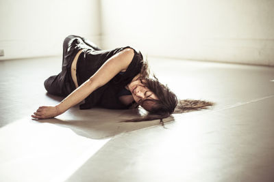 Woman dancing in studio