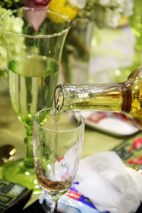 Close-up of wineglass on table