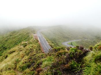 High angle view of road amidst landscape