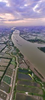 Aerial view of cityscape against sky
