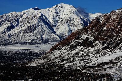 Scenic view of mountains against sky