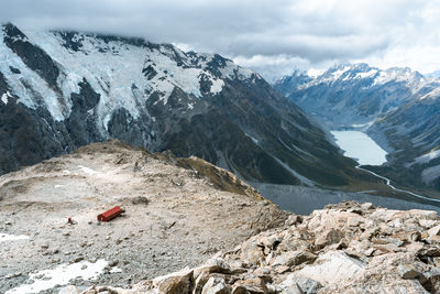 View of the mountains from mueller hut route in aoraki/mt cook national park, new zealand
