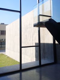 View of buildings through window