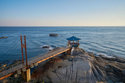 Scenic view of sea against clear sky