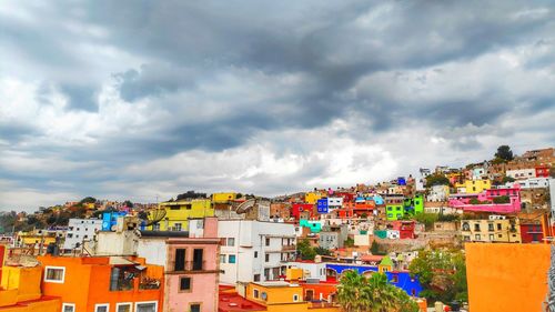 High angle view of townscape against sky