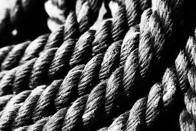 Close-up of rope tied up on wood