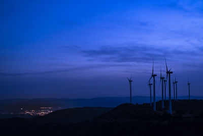 Wind turbines during sunset in spain